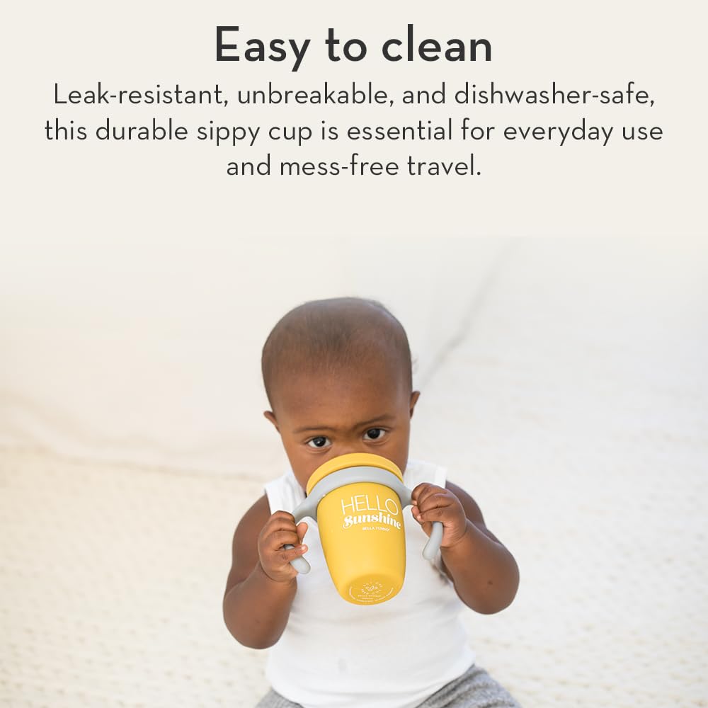 Bella Tunno Sippy Cup, Set of 2 Silicone Training Cups with Transition Handles for Infants, Toddlers & Kids, Babies 6-12 Months & Toddlers 1-3 Years, Boys & Girls, Cheers & The Man, 8 oz