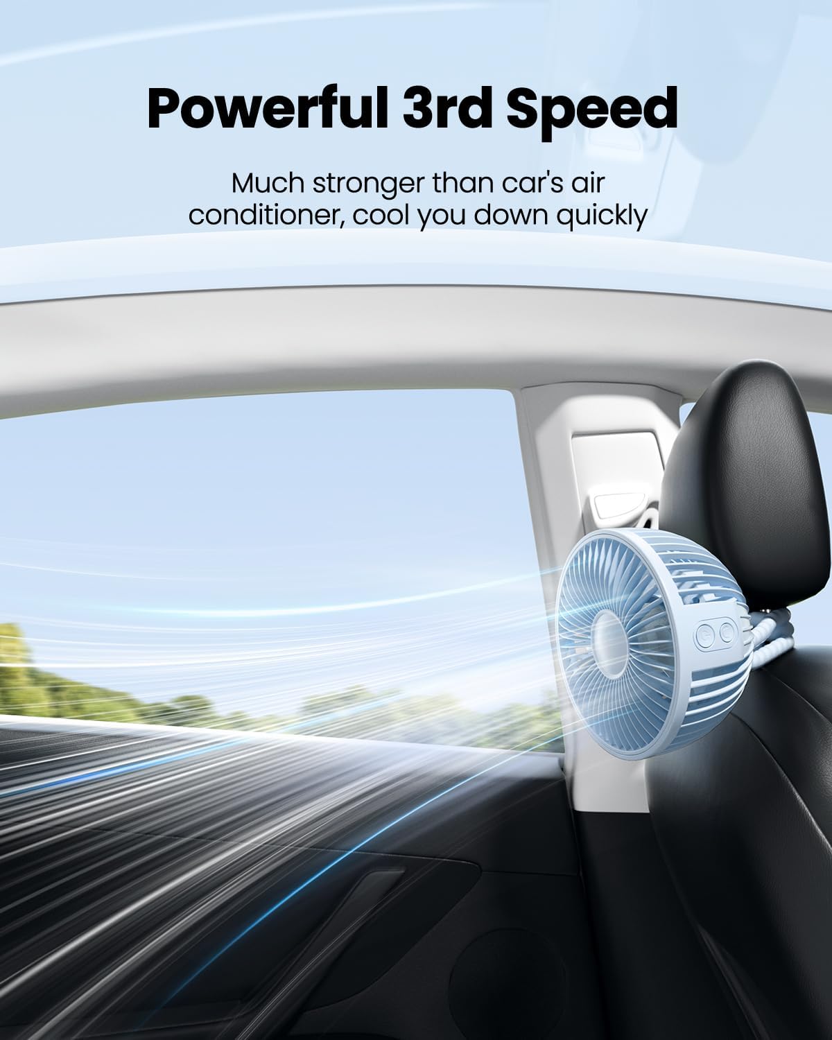 Gaiatop Oscillating Baby Stroller Fan with LED Night Light, 4 Speeds Cooling Rechargeable 360° Rotate Clip On, Battery Operated Small Portable Fans for Car Seat Crib Treadmill Travel