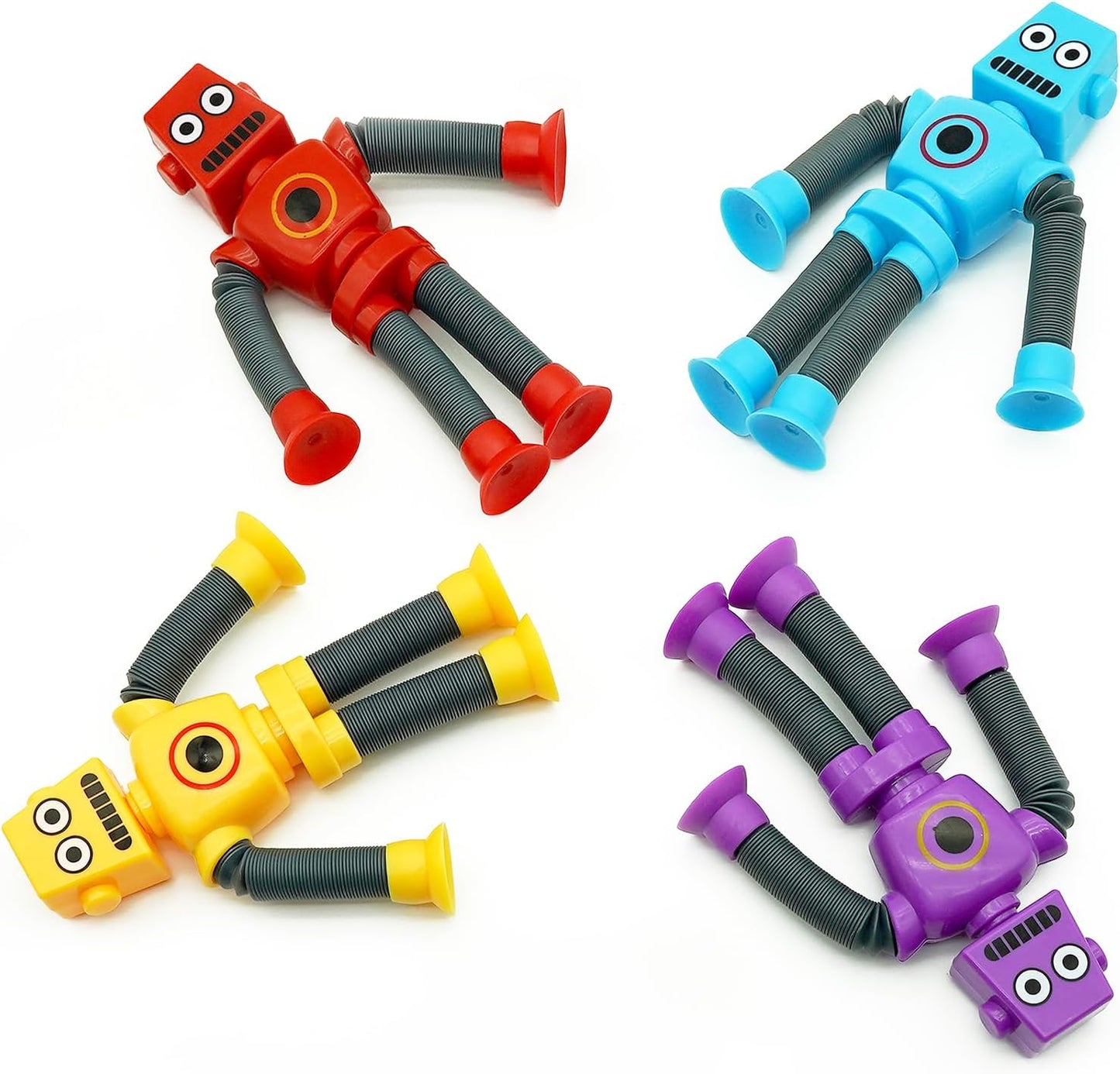 Telescopic Suction Cup Robot Toy, 18 PCS Robotic Pop Tubes Sensory Fidget Toy for Kids 5-7, Autism Toys for Autistic Children, Stocking Stuffers for Kids Party Favor (18 Pack)
