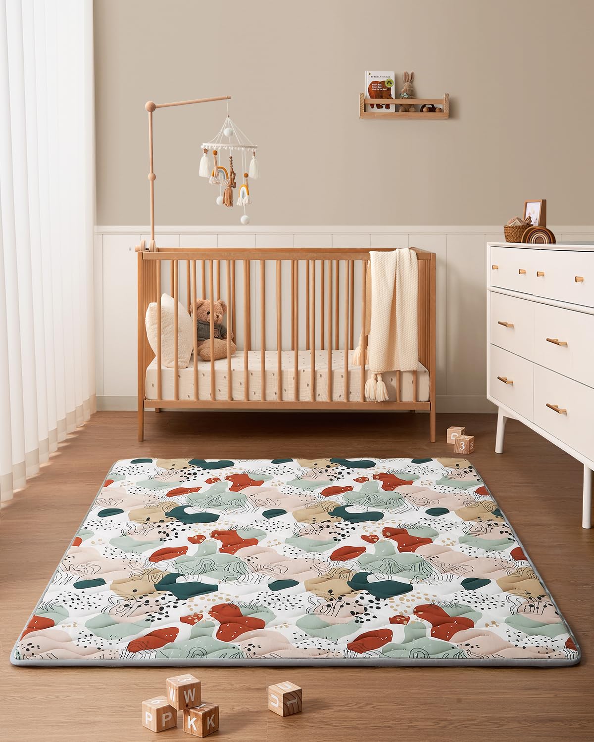 Blissful Diary Baby Play Mats for Floor, 71x59 Inch Thicker Foam Playmats for Babies and Toddlers, Soft Cushioning Baby Crawling Mat, Modern Abstract