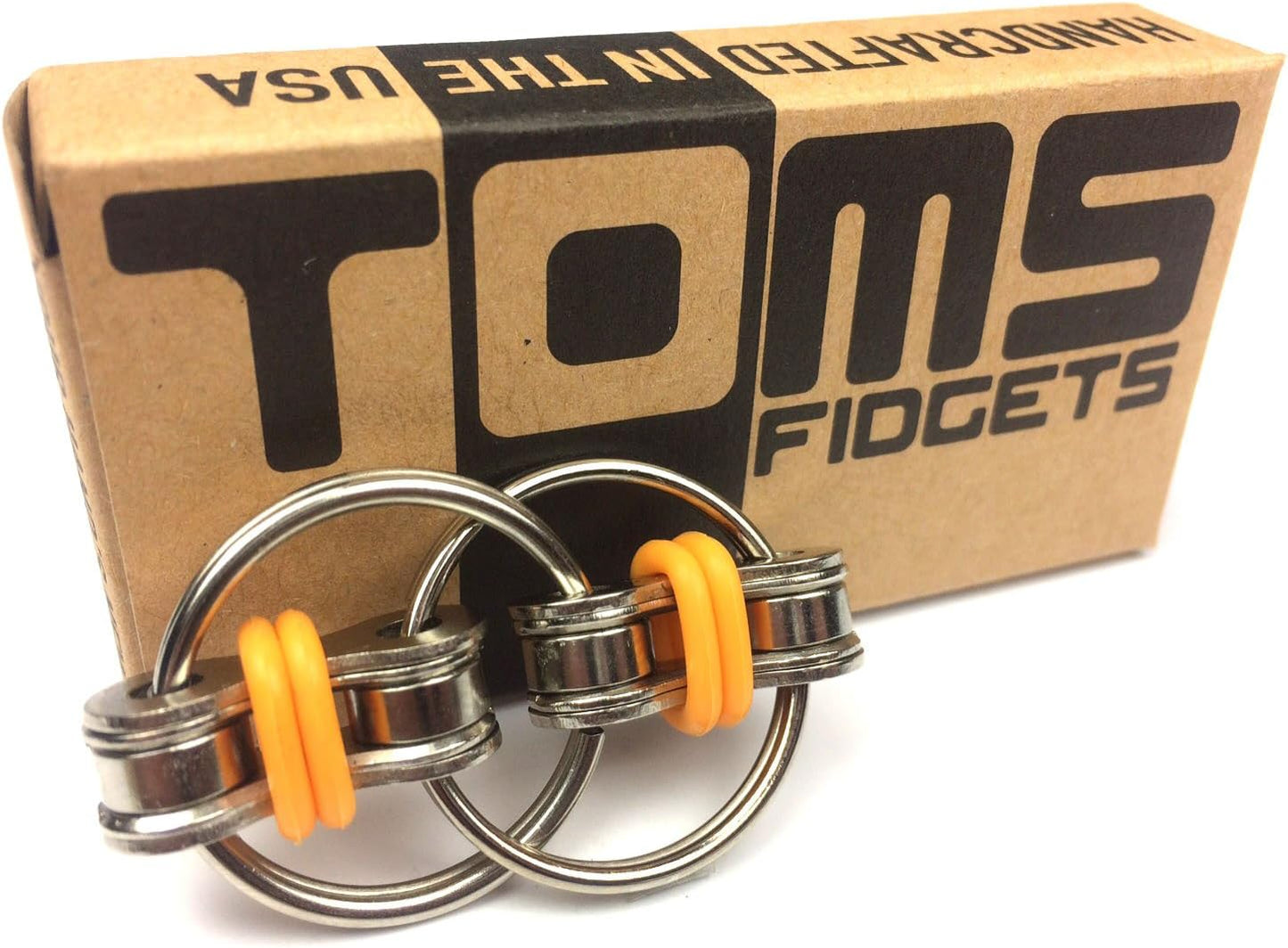 Tom's Fidgets Original Flippy Chain Fidget Toy - Perfect for ADHD, Anxiety, and Autism - Bike Chain Fidget Stress Reducer for Adults and Kids (1, Orange)