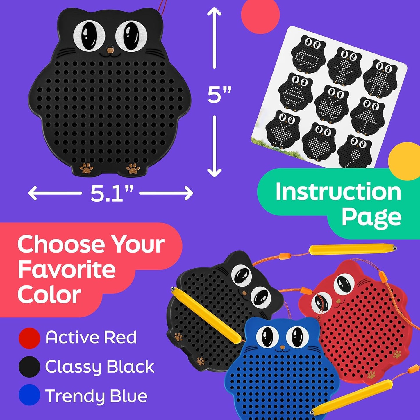 Magnetic Drawing Board for Kids & Toddlers with Beads and Magnet Stylus Pen - Magnetic Travel Toy for Airplane & Car Ride Activities for Kids