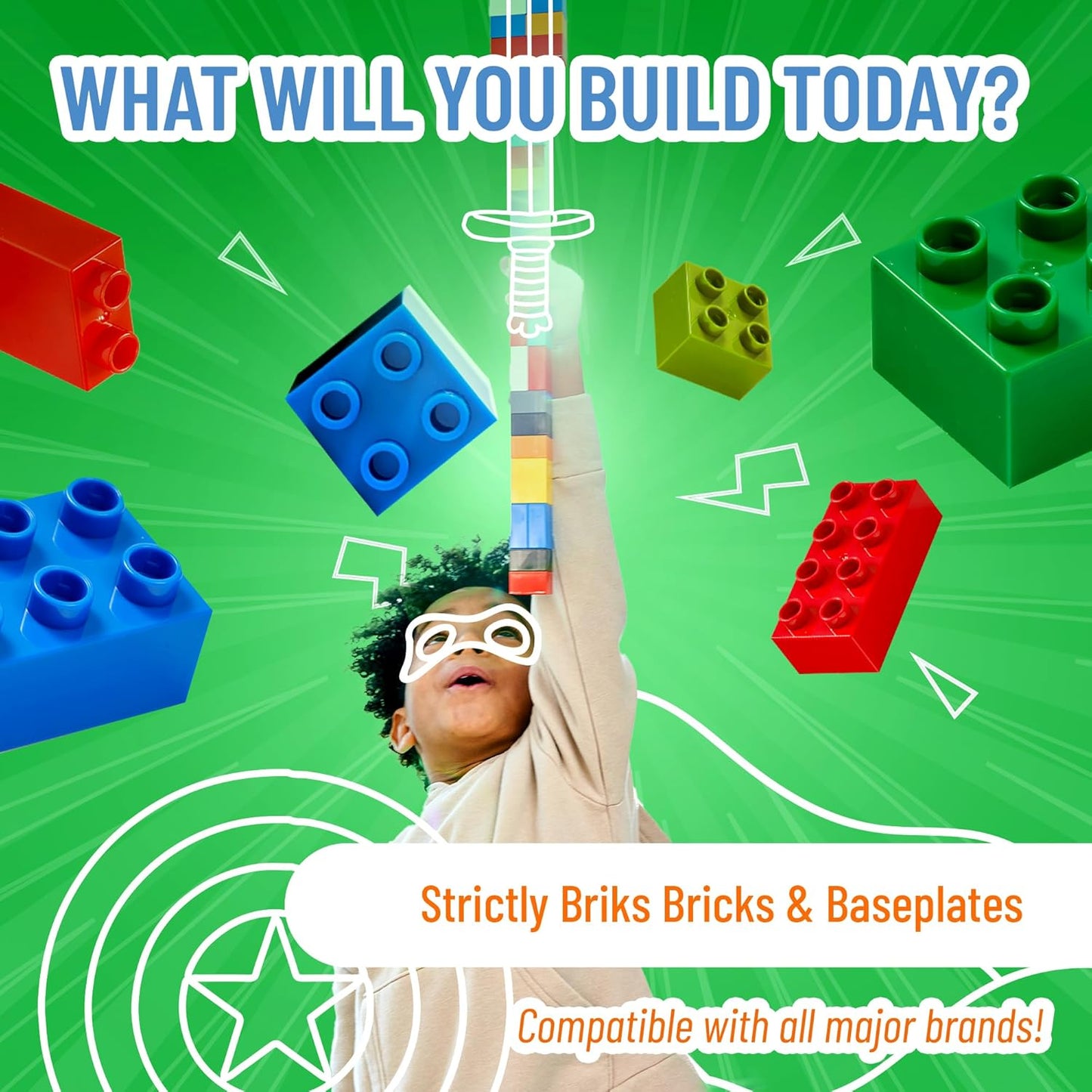 Strictly Briks Classic Bricks Starter Kit, Red, 96 Pieces, 2x4 Studs, Building Creative Play Set for Ages 3 and Up, 100% Compatible with All Major Brick Brands