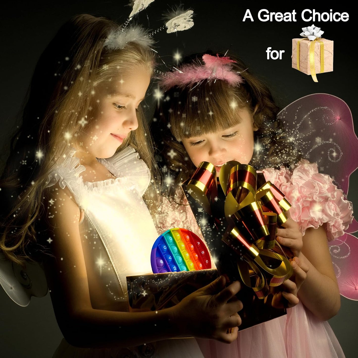 Alphabet Pop Fidget Toy Letters ABC Numbers Learning and Educational Toys Round Sensory Toys Popper Games Stress Relief Gifts for Kids 2 Packs Single Side(Uppercase and Lowercase Letters)