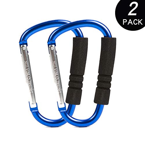 Funbliss Stroller Hooks by Baby，2 Pack Convenient Organizer Hook Bag Clips to Diaper Bags Clothing,Purses,Groceries,Great Hook Set for Mommy When Walking or Shopping Blue
