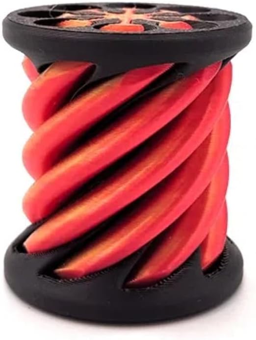 Impossible Pyramid Passthrough Sculpture, Pass Through Pyramid, 3D Printed Spiral Cone, Mini Vortex Thread Illusion (Red)