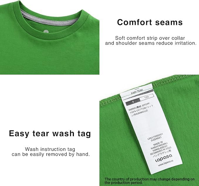 LAPASA Kids T-Shirts Short Sleeve (4 Pack) 100% Cotton Plain Top Tees Boy & Girl Unisex Toddler Children Tie Dye Summer K01