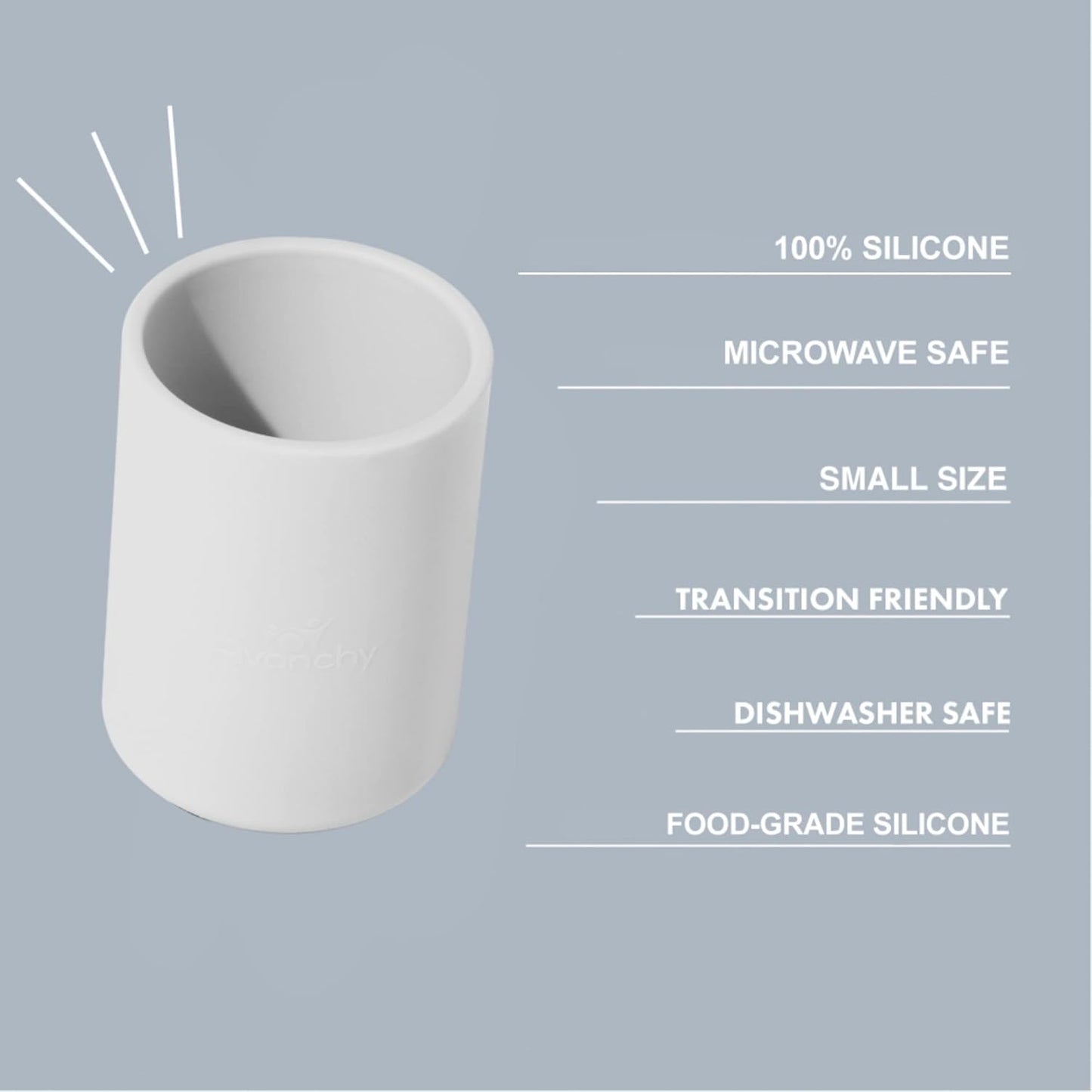 Avanchy Silicone Training Cup – 12 oz Open Cup for Toddlers and Infants – Ideal for Baby Led Weaning and Transitioning from Bottles, White