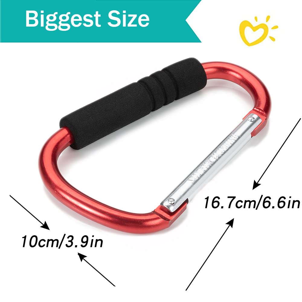 Stroller Hooks by Baby，2 Pack Convenient Organizer Hook Bag Clips to Diaper Bags Red