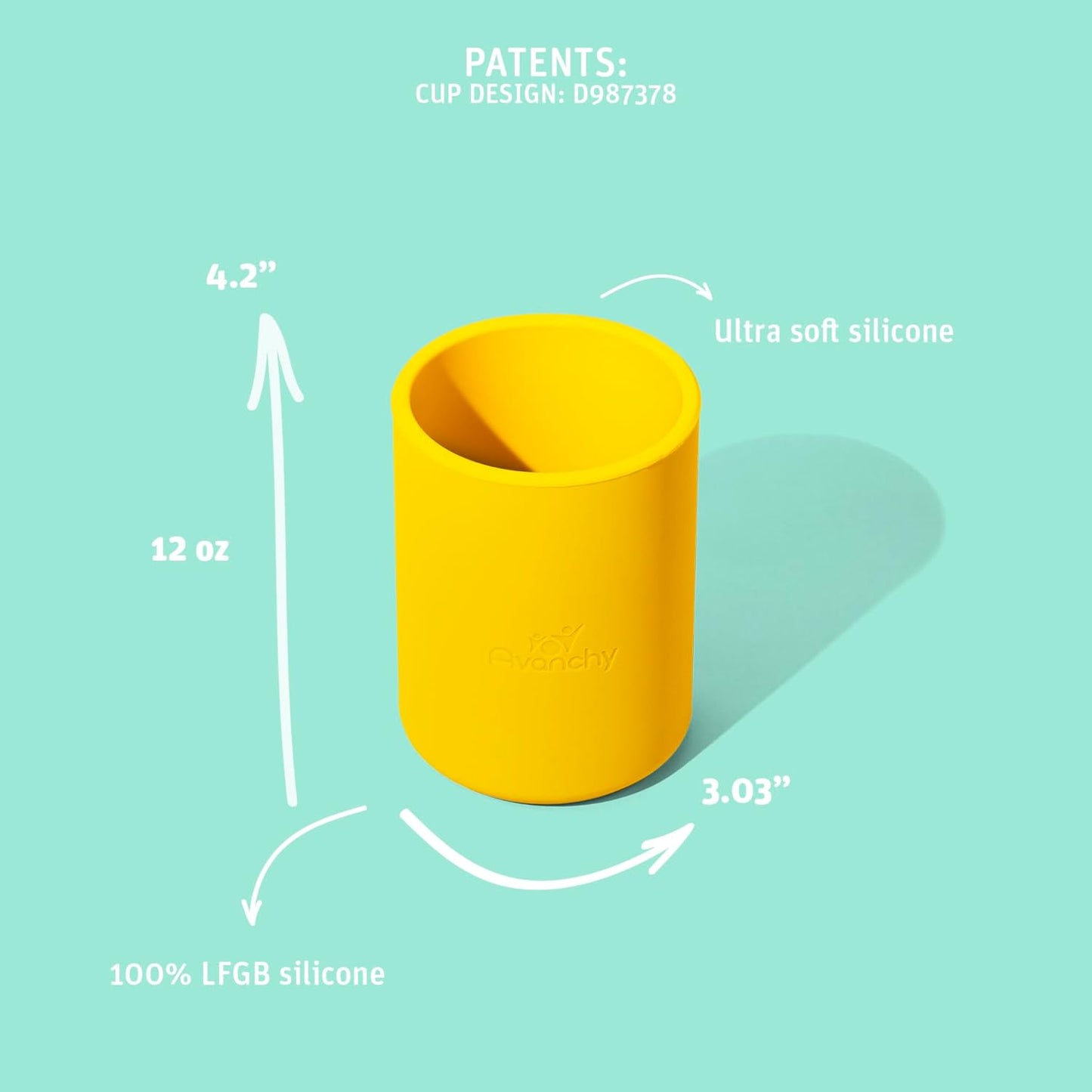 Avanchy Silicone Training Cup – 12 oz Open Cup for Toddlers and Infants – Ideal for Baby Led Weaning and Transitioning from Bottles, Orange