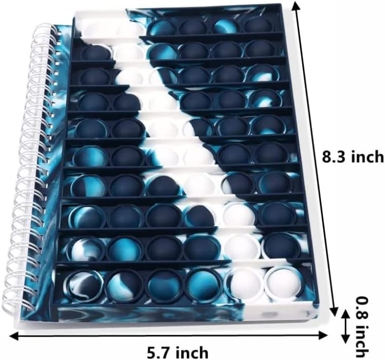 Fidget Notebook, Pop It Fidget Toy, Push Pop Spiral Notebook, Silicone Bubbles Sensory Toy Stress Reliever, Anxiety Relief Pop Journal, School/ Office Notebook, Chanukah Gift