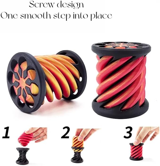 Impossible Pyramid Passthrough Sculpture, Pass Through Pyramid, 3D Printed Spiral Cone, Mini Vortex Thread Illusion (Red)