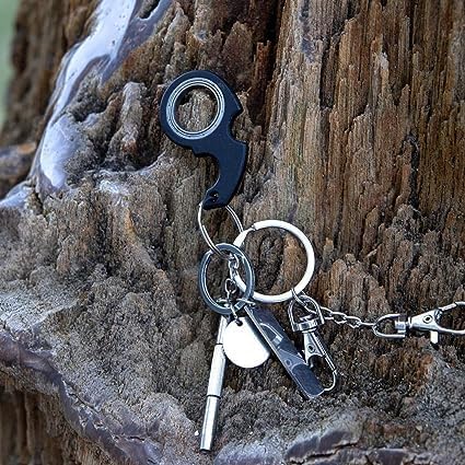 Black Keychain Spinner Fidget Ring Toy,Keychain Spinner Fidget Ring Metal Key Chain Spinner Fidget Ring Type Toy for Man Women and Kids Fidget Spinners