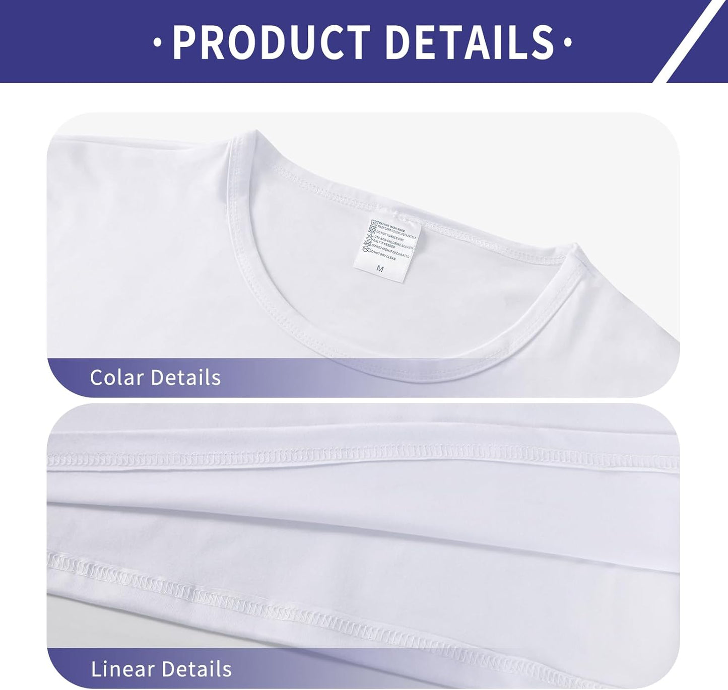 Polyester Adult T-Shirts for Sublimation, 6 Pack, White, Crew Neck, Short Sleeve