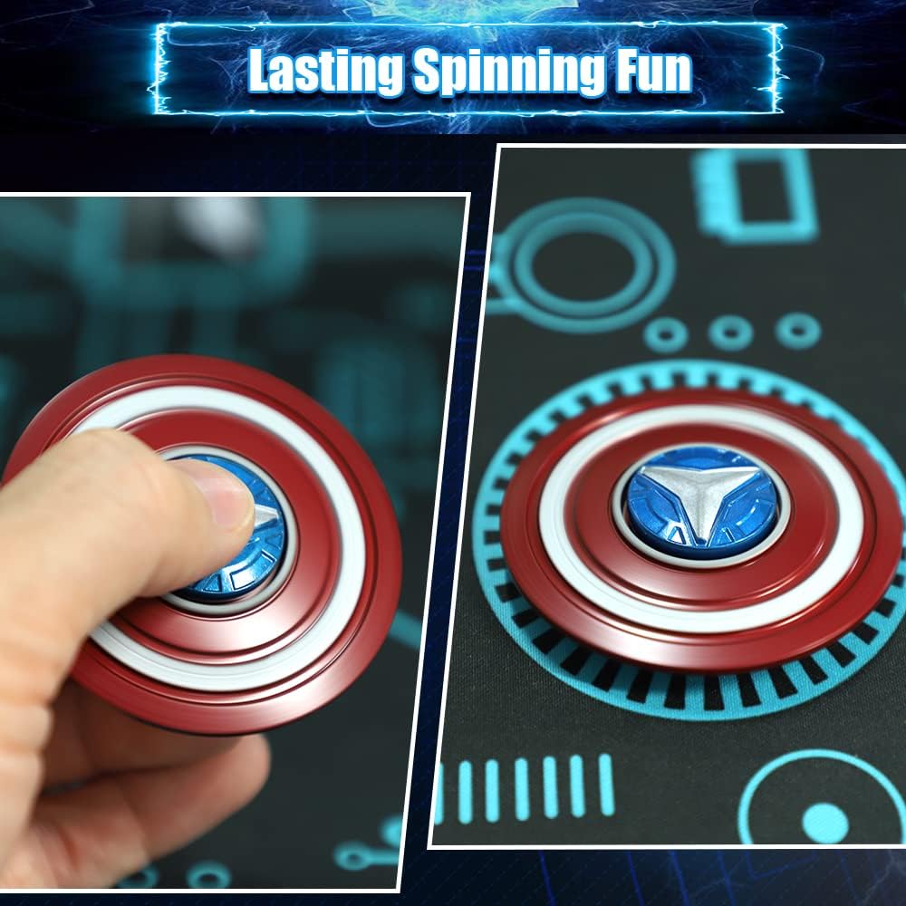 Transformable Fidget Spinner, Metal Hand Hammer Fidgit Chain Toy for Kids Adults, Cool Shield Fingertip Gyro Stress Relief Cube for Office, Stocking Stuffer Gifts for Christmas 2 Pack