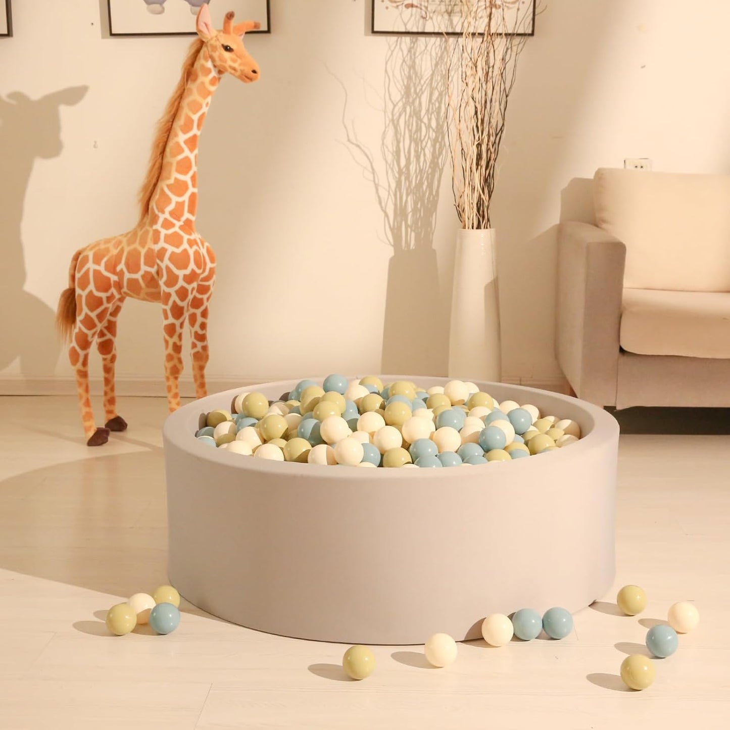 GOGOSO Balls for Ball Pit - Plastic Ball for Toddlers 1-3, Baby Kids Ball Pool Decoration,Creamy Green+Creamy Blue+ Soft White,500pcs