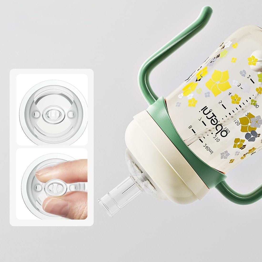 Toddler Sippy Cup 10oz, Weighted Straw Baby Drinking Water Bottle with Valved Spout for 6+ Months, 300ml/Green/3Pack