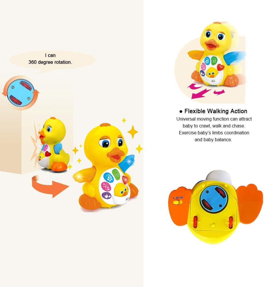 Musical Flapping Yellow Duck Interactive Action Educational Learning Walking Light Up Dancing Toy for 1 Year Old Baby Toddler Infant