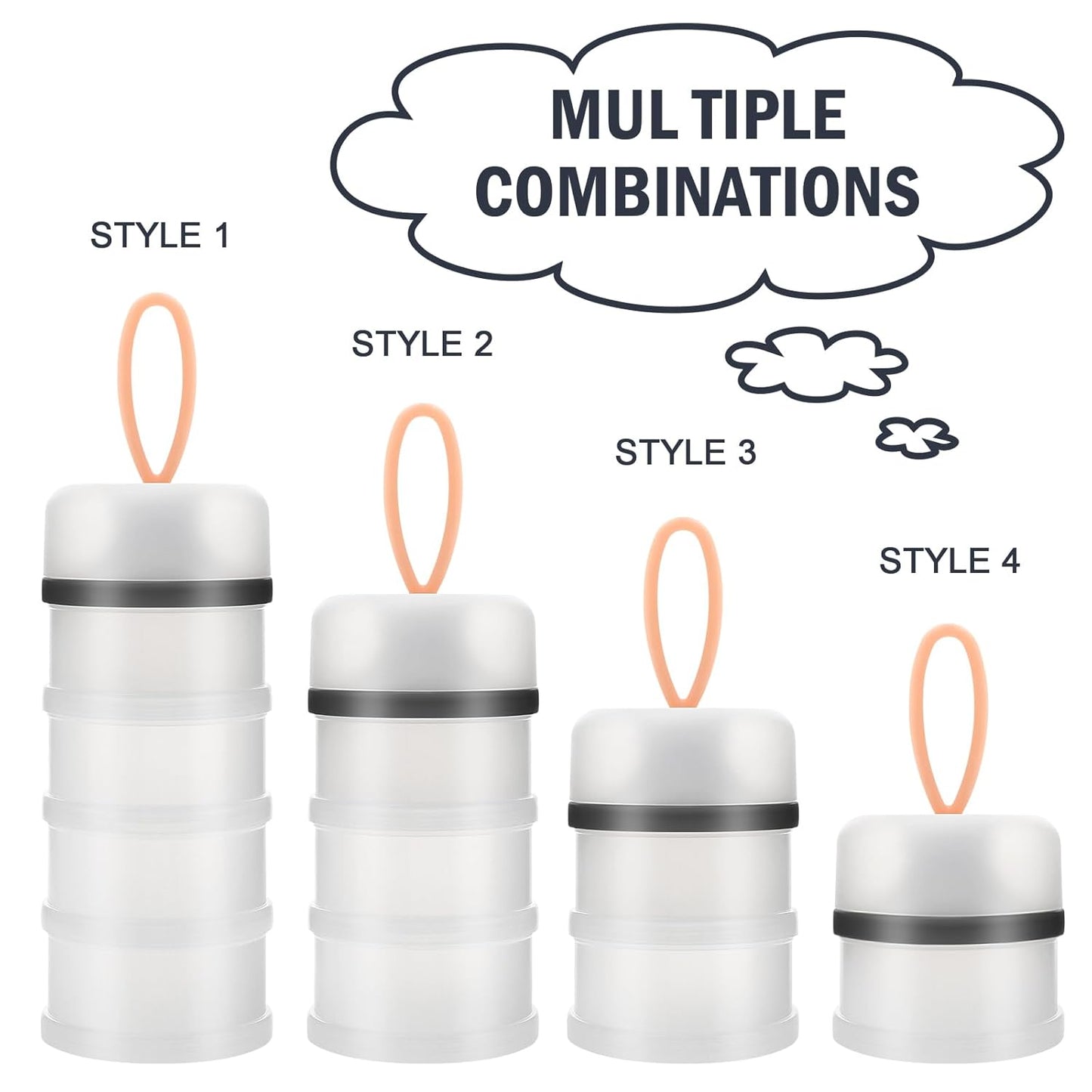 Accmor 2 Pack Baby Formula Dispenser On The Go, Stackable Formula Dispenser Formula Container to Go, Non-Spill Portable Milk Powder Kids Snack Storage Container, BPA Free