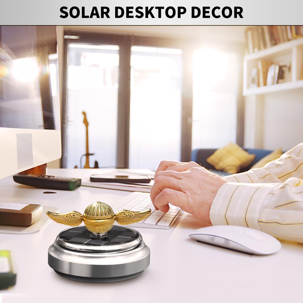 Golden Fidget Spinner Toy Solar Energy for Kids Adults, Car Dashboard Decoration Powered by Sunshine, Cool Science Kit Spinning Top with Solar Panels, Preimium Gift for Boyfriend Friend Men Women