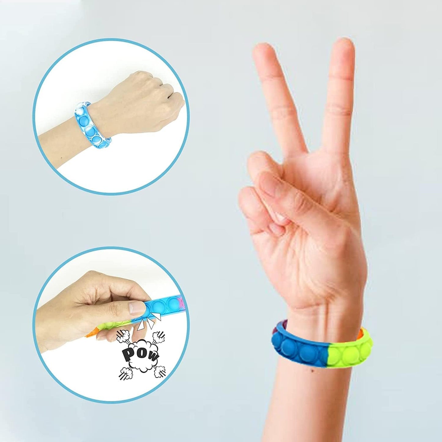 Pop Bracelet Fidget Toy, 20Pcs Multi-Color Bracelet Popular Wristband Fidget Watch is Suitable for Children and Adults Stress and Anxiety Relief Wristband (20 PCS)(pop toy)