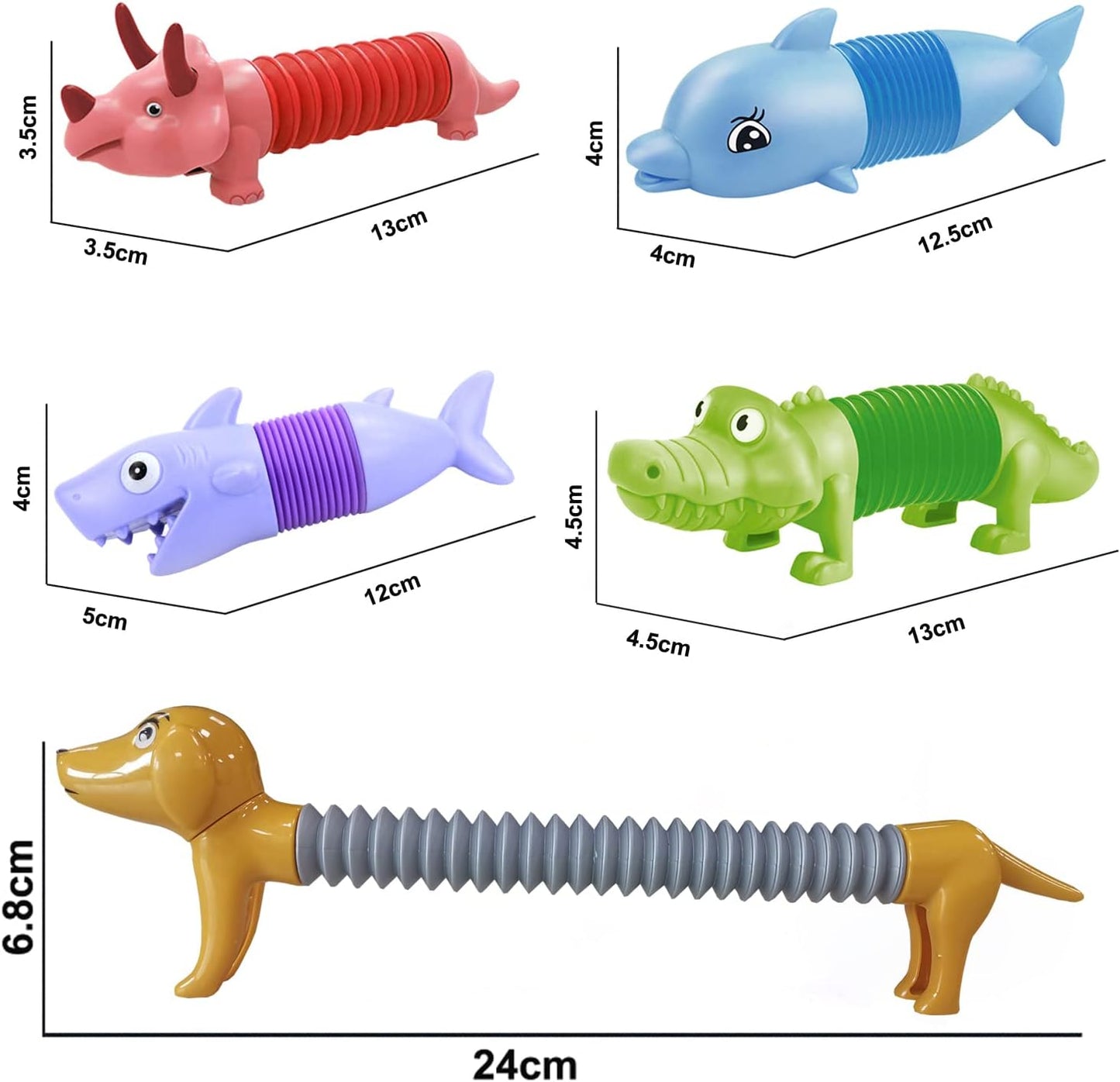 Pop Tubes Sensory Toy, 5 Pcs Telescopic Pop Tubes Bulk, Autism Toys for Kids 5-7, Fidget Toys for Toddlers, Stocking Stuffers for Boys Girls (5 PCS)