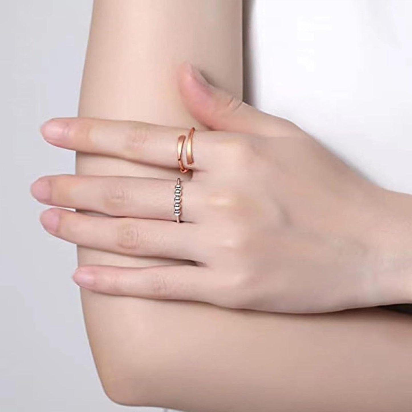 INFUSEU Funny Spinner Fidget Rings for Women Girls Anti Anxiety Stress Worry, Adjustable Size