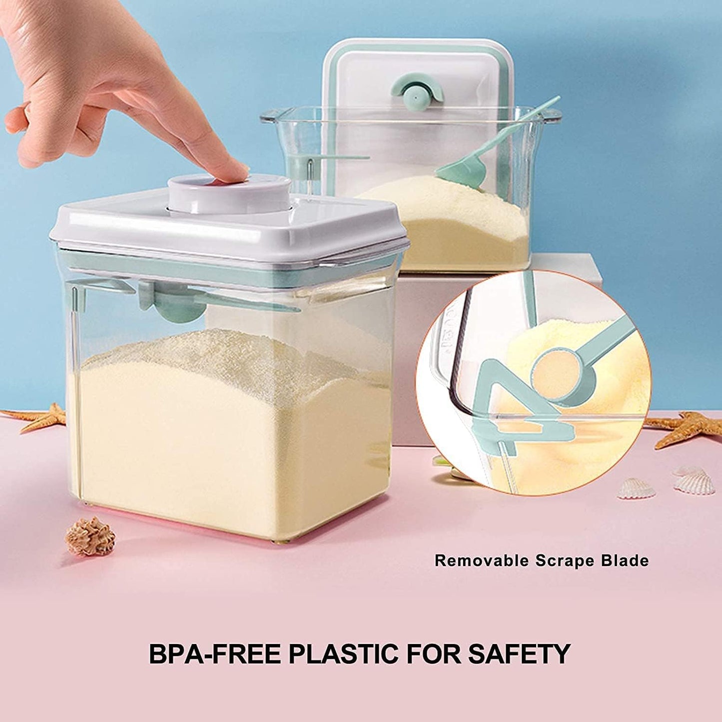 Formula Container for Baby Formula Dispenser with Scraper and Scoop One Button Handy 1000g Milk Powder Container BPA-Free Airtight Formula Storage Containers 2300ml
