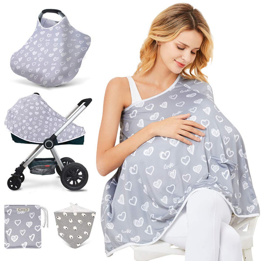 Baby Nursing Cover & Poncho - Multi-Use Privacy Cover for Baby Car Seat, Shopping Cart, Stroller