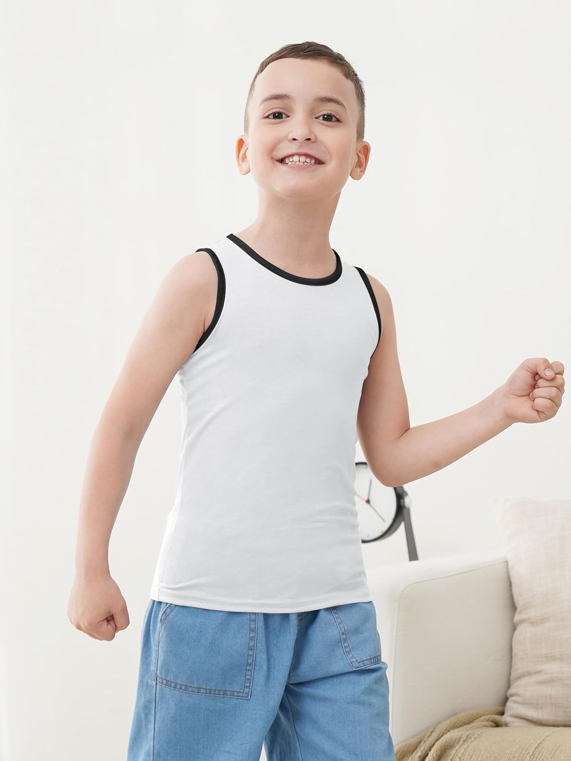 5 Pack Boys Tank Tops Boys Undershirts Kids Cotton Undershirts Tees Sleeveless Tank Tops Shirts for Kids Youth