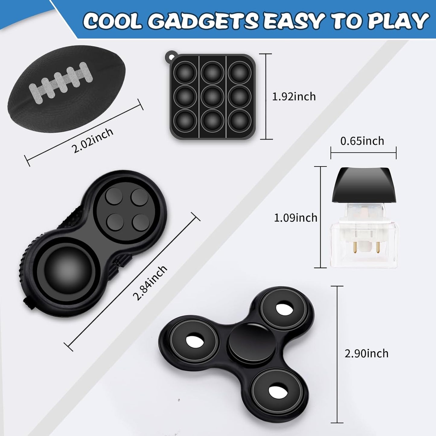 5Pcs Fidget Toys Adults Teens ADHD Autism Toys Adults Office Cool Gadgets Desk Toys Fidgets for Classroom with Spinner Cube Keyboard Christmas Stocking Stuffer Gifts for Men