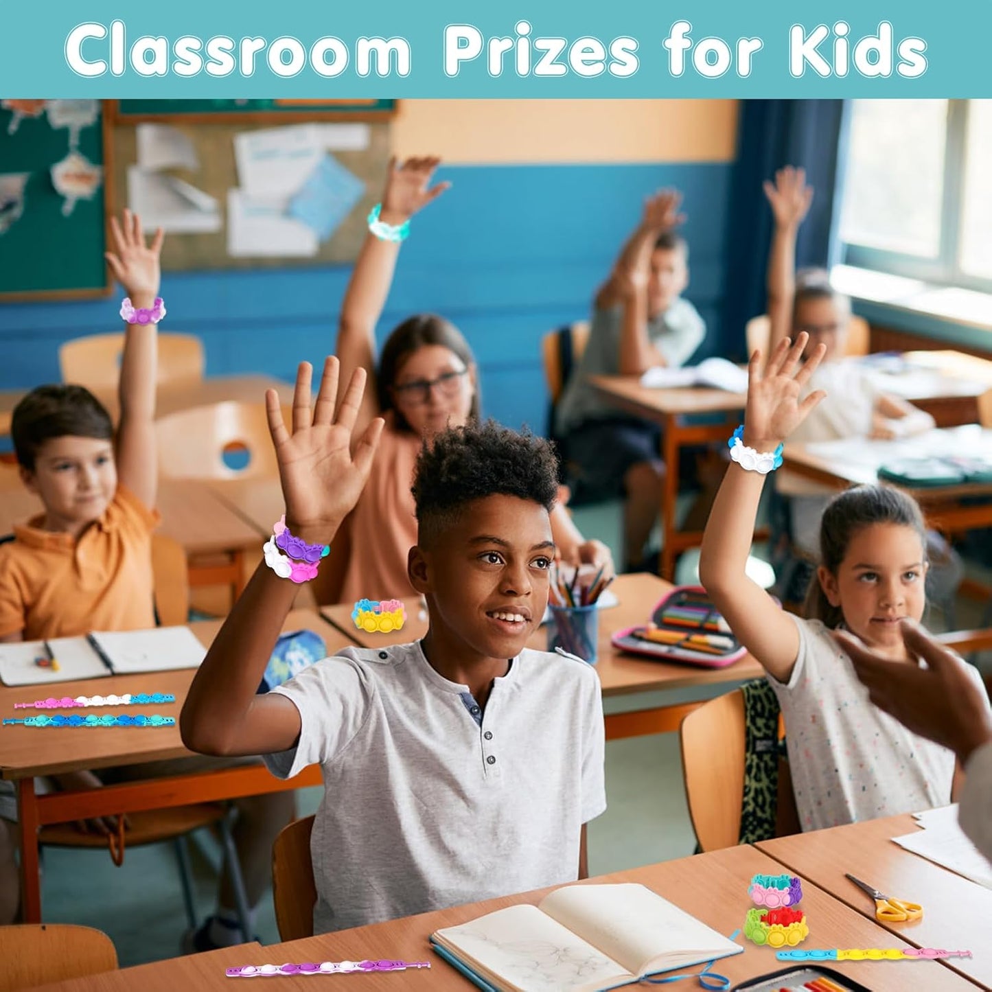 24 PCS Pop Easter Bracelets Fidget Toys Bulk Its Easter Rabbit Bracelet Easter Basket Stuffers Egg Fillers Kids Party Favors Fidgets Easter Gifts for Kids Classroom Prizes Birthday Goodie Bag Stuffers