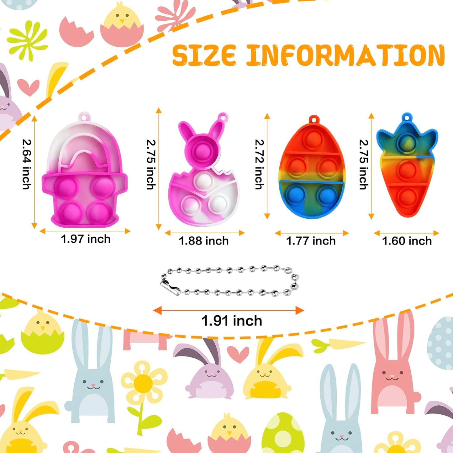 24Pcs Easter Pop Fidget Toys, Mini Easter Simple Pop Fidget Toys for Kids Boys Girls Toddlers Easter Basket Stuffers Gifts Egg Fillers Party Favors