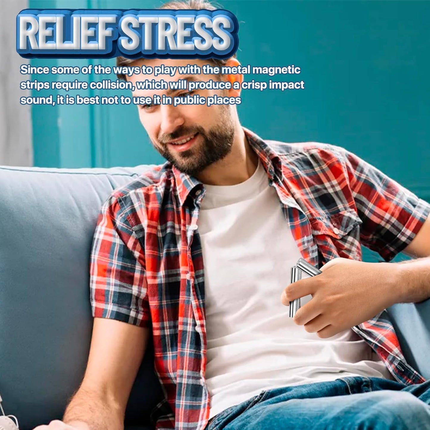 Magnetic Fidget Sticks Toys for Adults 4PCS, Metal Magnet Fidget Spinner Desk Toys Cool Gadget ADHD Anxiety Item EDC Stress Relief Figette Toy Stocking Stuffers Gift for Men Teen Boy