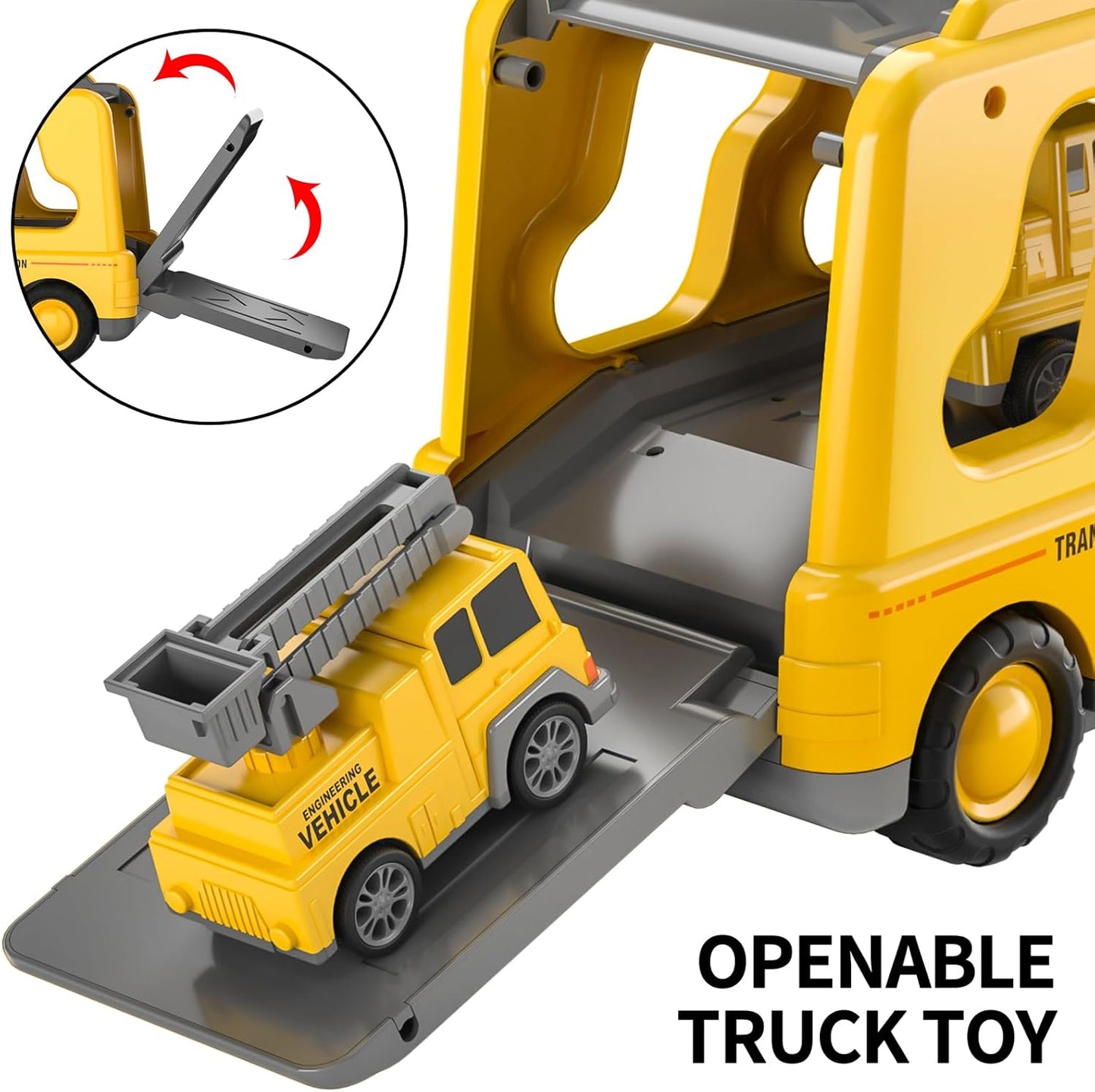 TEMI Construction Truck Boy Toys for 3-5 Year Old Toddlers - Toys for 3 4 5 6 7 Years Old Engineering Transport Vehicle Carrier Truck, Kids Excavator Crane Gifts Toys for Boys and Girls Aged 4-6