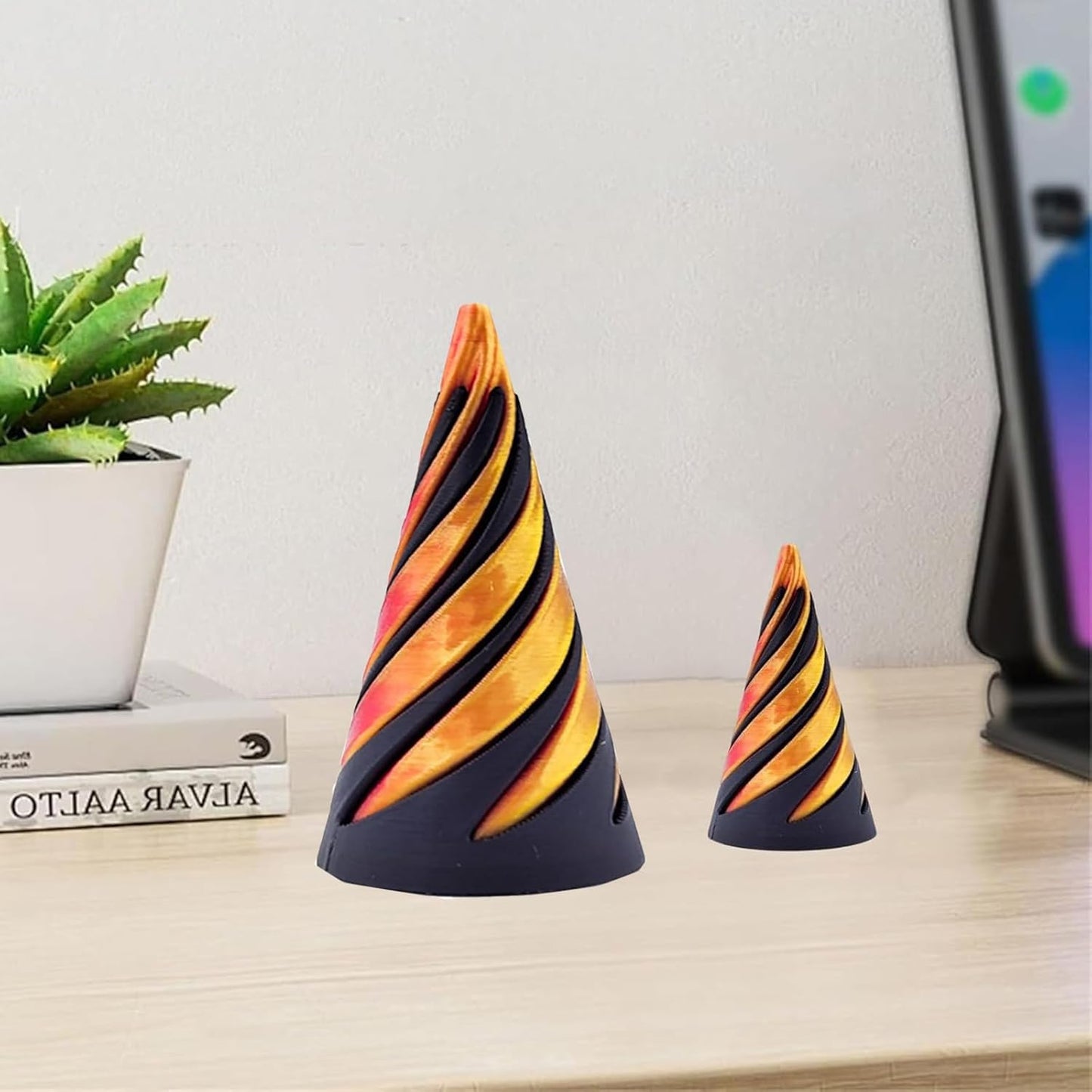 Impossible Pyramid Passthrough Sculpture,Pyramid Passthrough Sculpture-3D Printed Spiral Cone Toy Pyramid Decor Home Desktop Fidget Toys for Adults with Anxiety (Orange) (Orange)