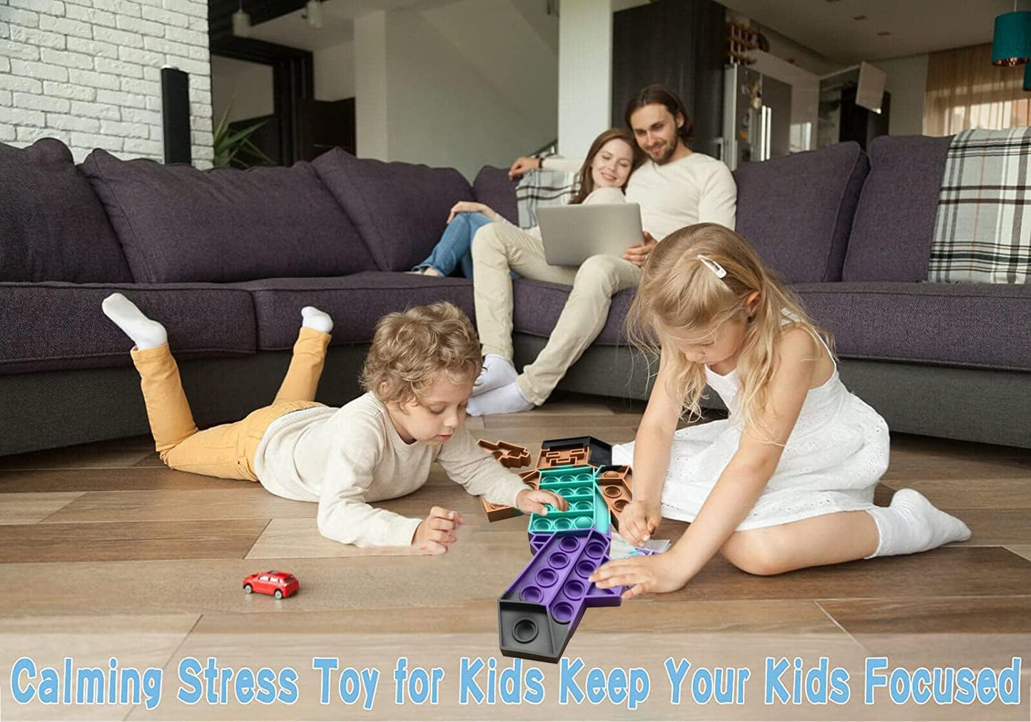 Push Minecraft Big Jumbo pop Bubble Fidget Toy, Giant Large Huge Square Stress Reliever Silicone Toy for Kids and Adults