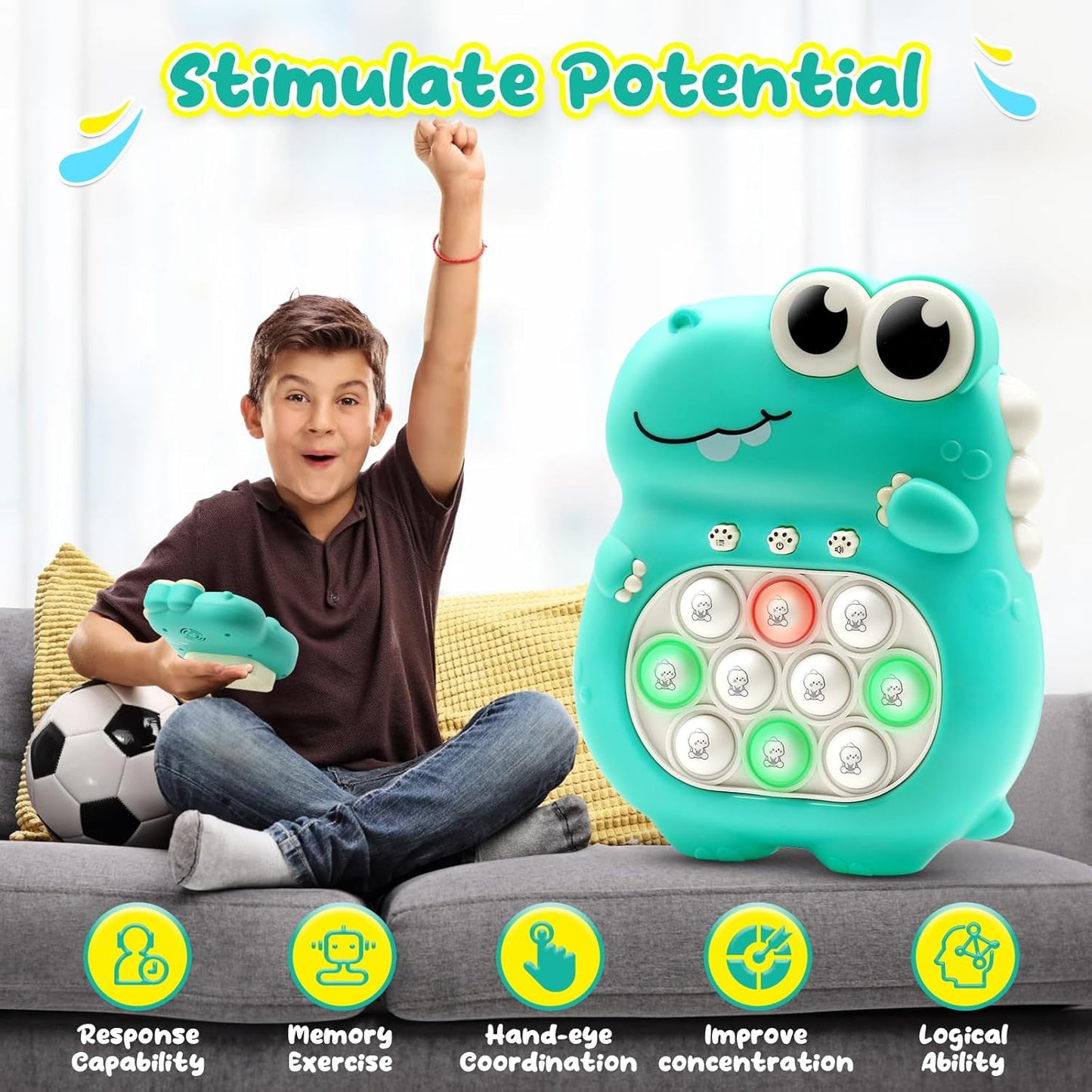 Fast Push Pop Game Fidget Toys for Kids, Electronic Handheld Fidget Pop Quick Push Bubbles Light up Toy, Birthday Toys Gifts for Teens Kids Boys and Girls Age 3 4 5 6 7 8 9 10+ Years Old