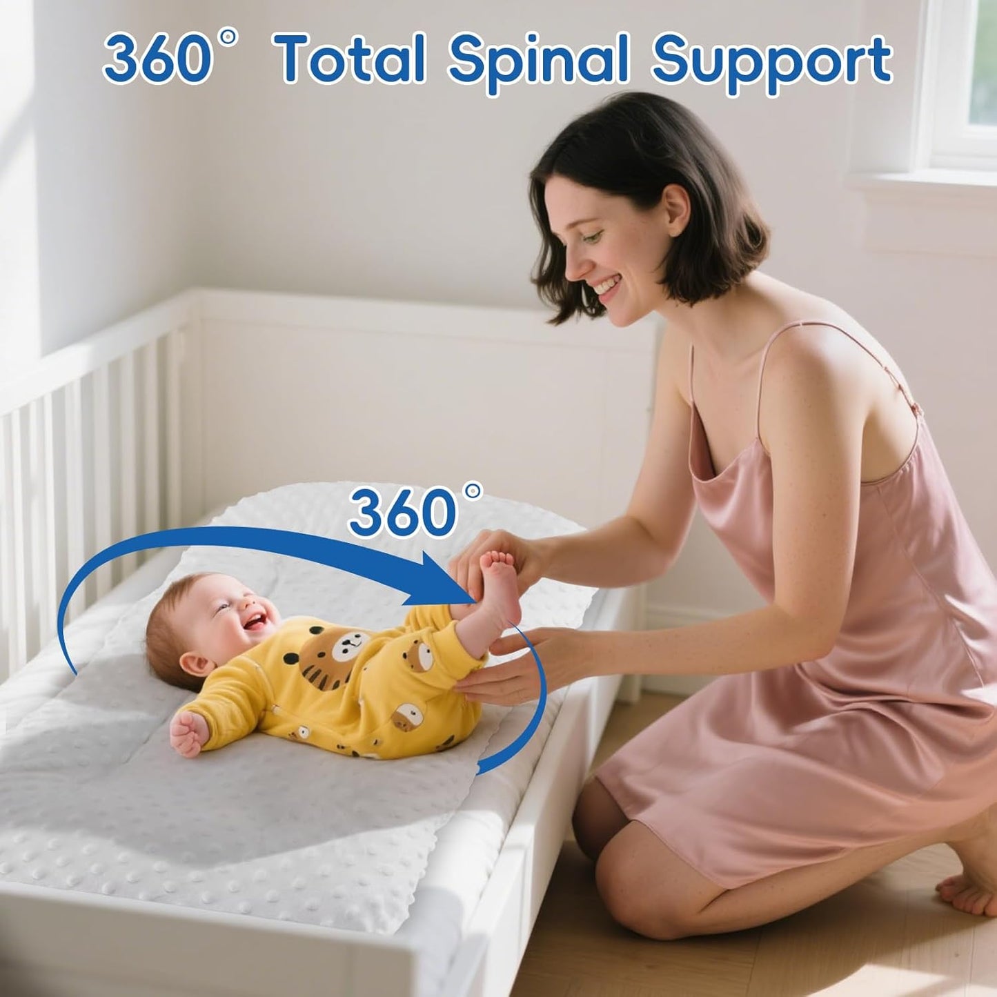 Baby Lounger for Newborn Flat Cover,Baby Nest Cover Tummy Time Mat Breathable & Soft,0° Angle Babies Essentials Gifts Newborn Lounger for Boys & Girls 0-12 Months(White Bean)