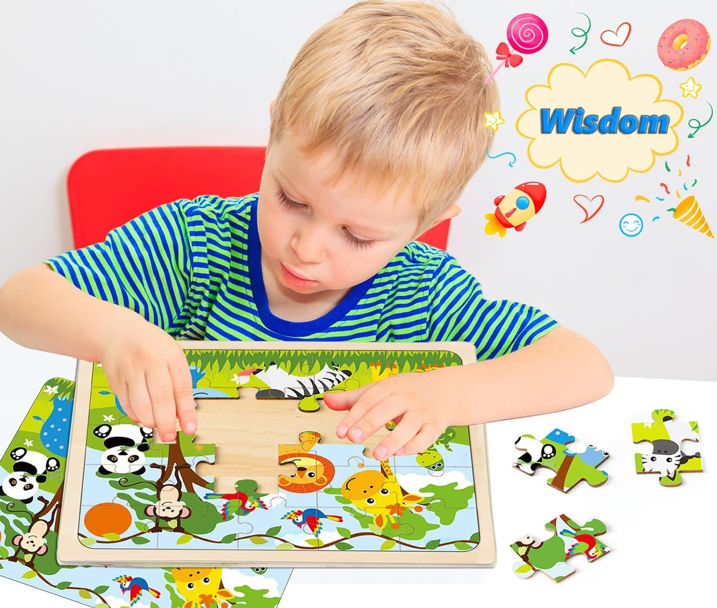 Puzzles for Kids Ages 4-6, Set of 4 Packs with 24-Piece,Preschool Educational Brain Teaser Toys for Boys and Girls 3-8 Years Old