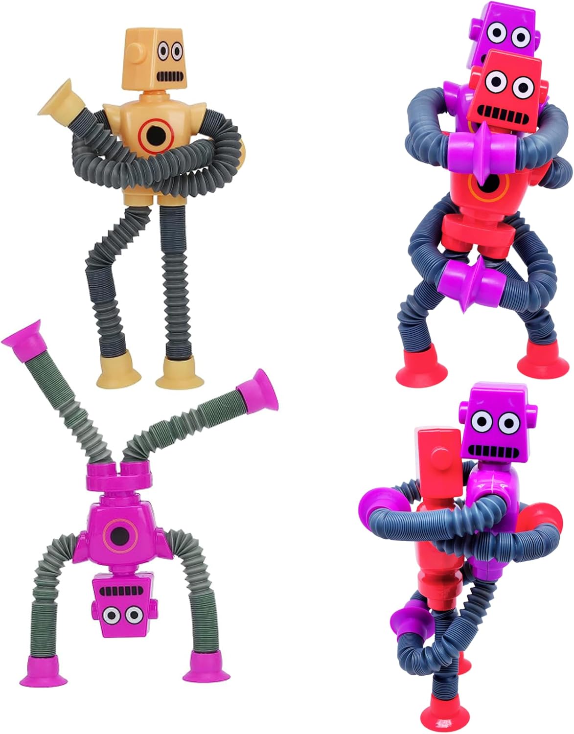 Telescopic Suction Cup Robot Toy, 18 PCS Robotic Pop Tubes Sensory Fidget Toy for Kids 5-7, Autism Toys for Autistic Children, Stocking Stuffers for Kids Party Favor (18 Pack)