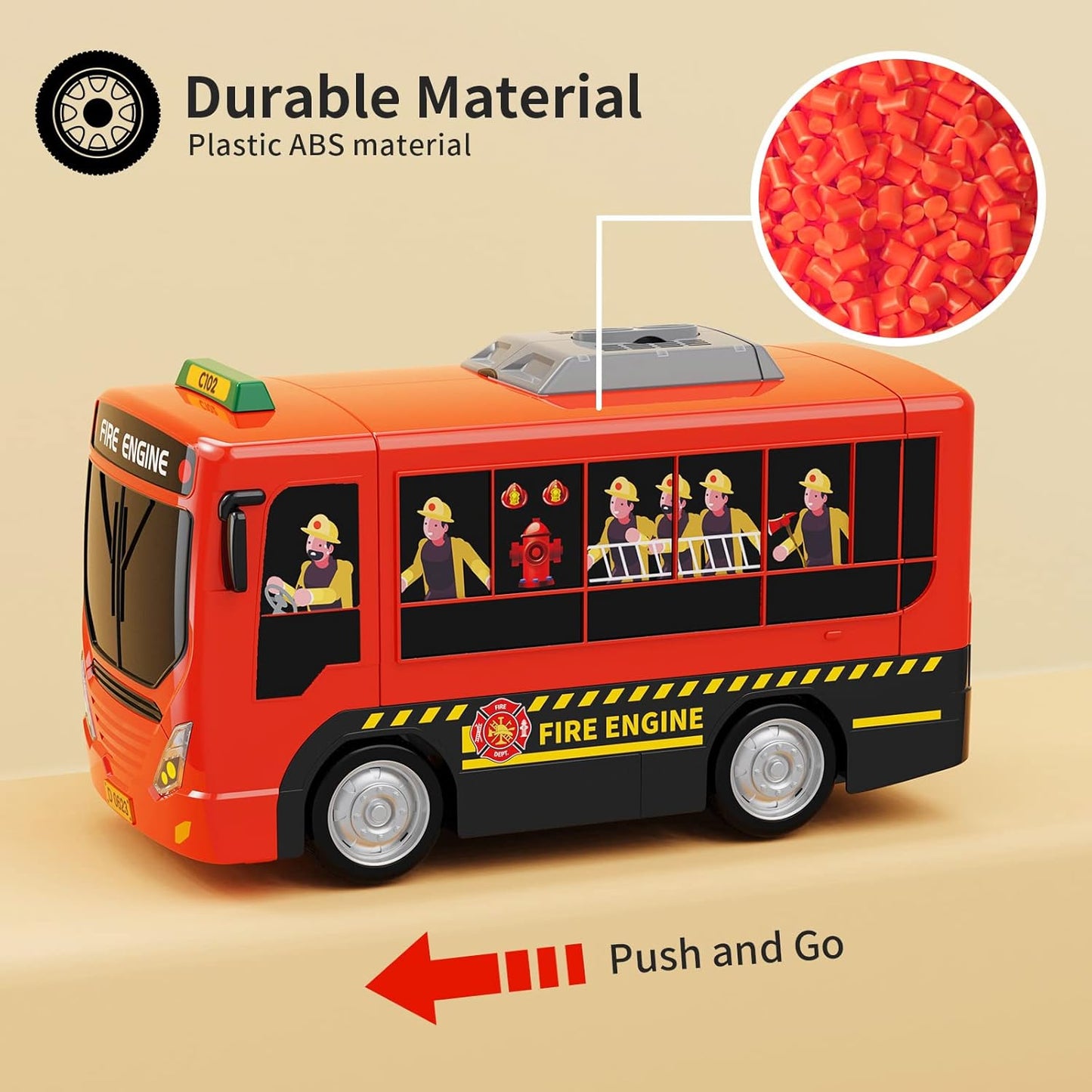 HONGTUO Fire Truck Toys with Teaching Meaning, Simulation Steering Wheel Driving Toy, Toddlers Fire Truck Toy with Sound and Light, Simulate a Rescue fire Scene，Gift for 3-5 Boys & Girls