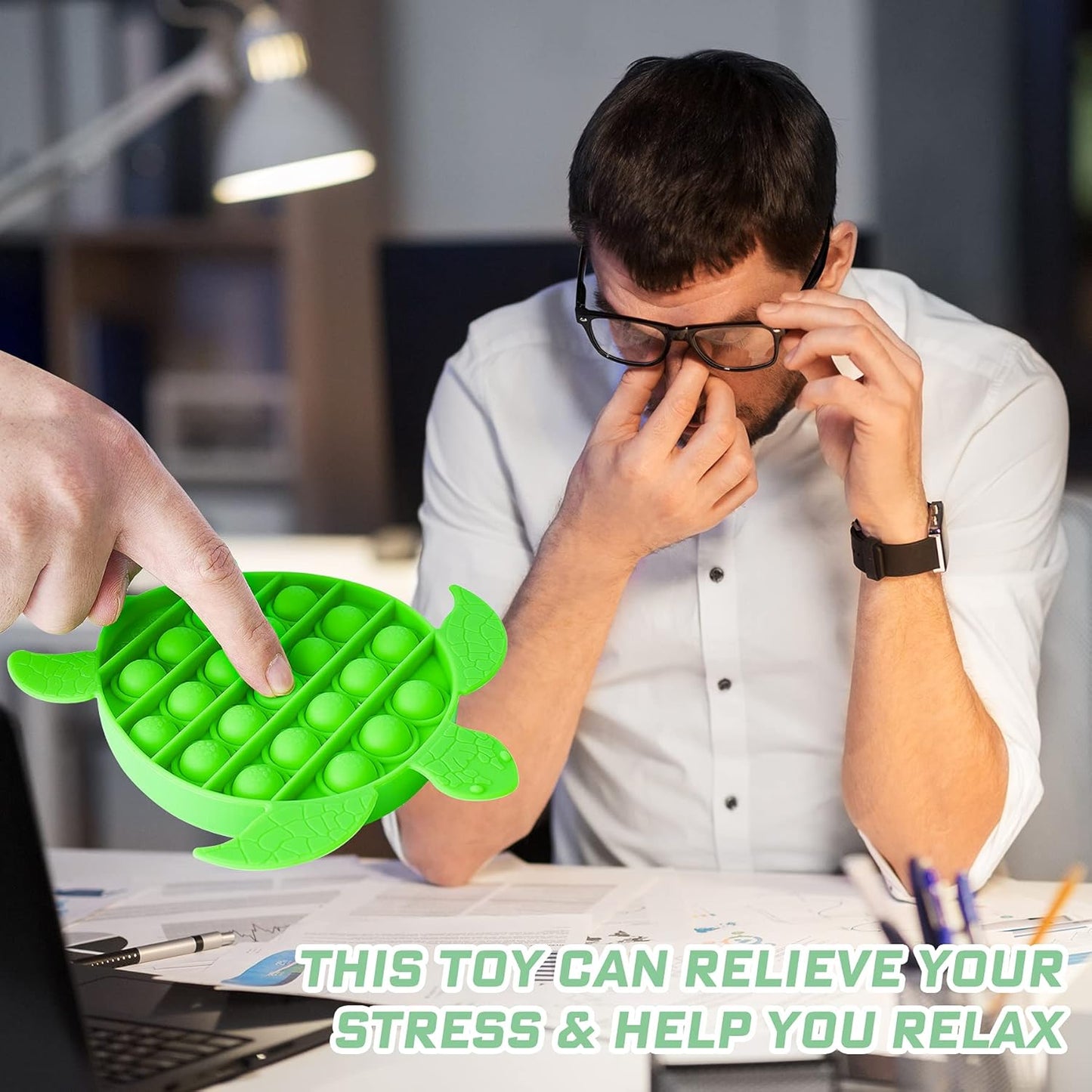 NiHealth Push Pop Bubble Fidget Sensory Toy Sea Turtle Shaped Fidget Toy for Special Needs Stress Reducer Anxiety Relief Popper Game Board Silicone Squeeze Toy for Kids and Adults (Green)
