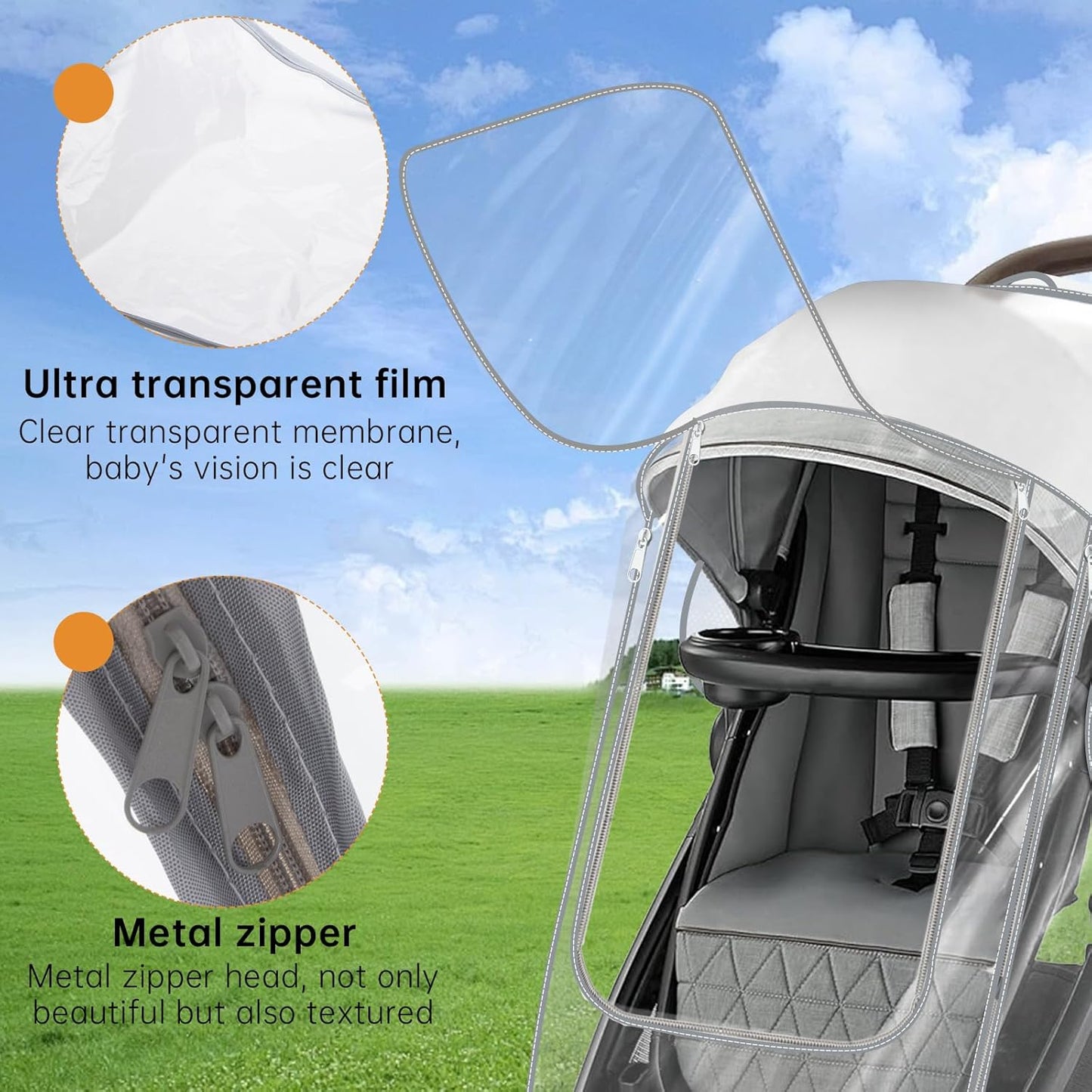 Breathable Stroller Rain Cover Compatible with Graco for Baby-Windproof, Waterproof, Protect from Sun Dust Snow,Clear Stroller Accessories