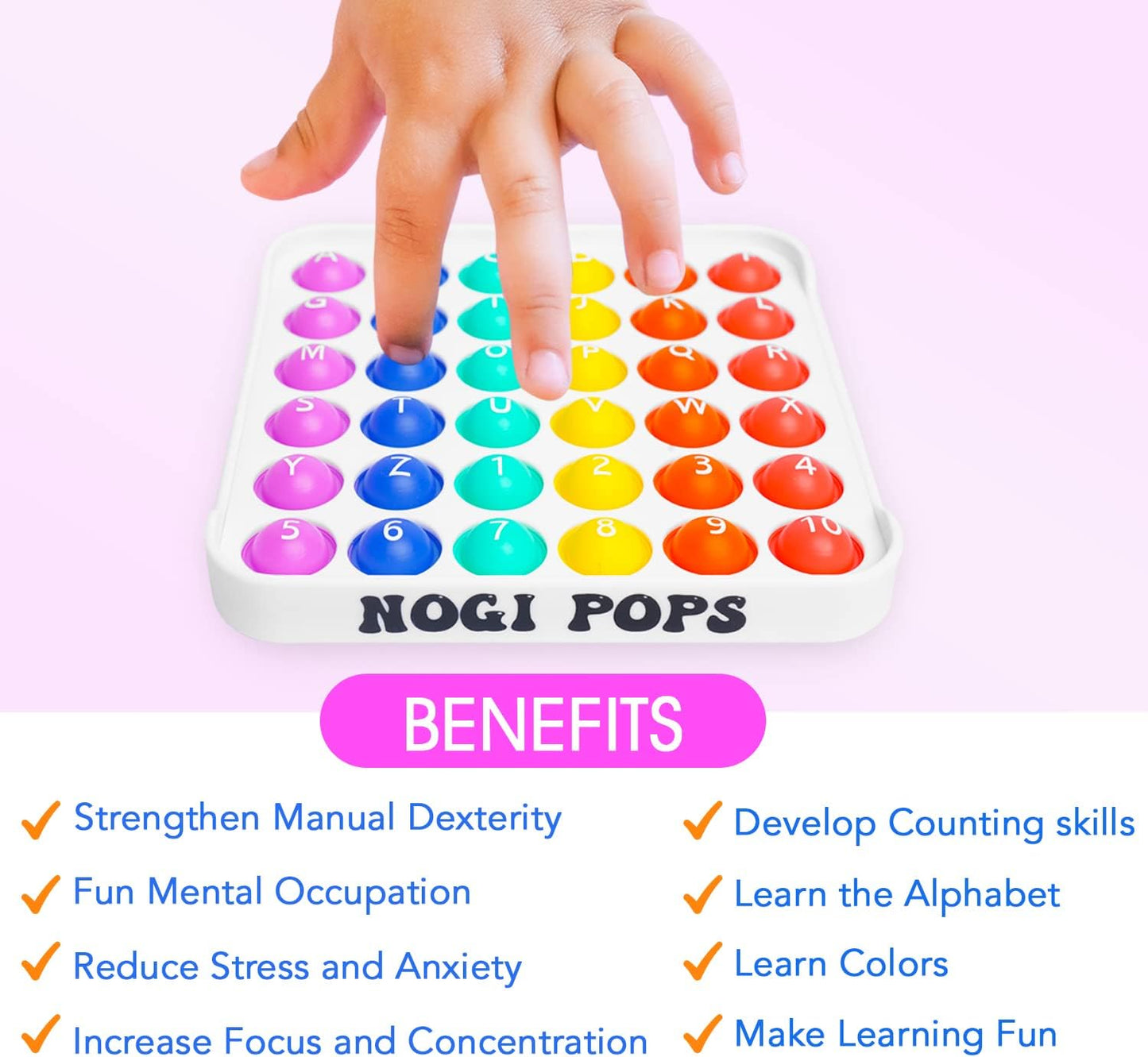 Pop it Fidget Sensory Learning Toy with ALPHABET and NUMBERS for TODDLERS and AUTISTIC Children, Ideal for Learning at Home, School, and Travel. Educational Stress Relief Toy That Makes Learning Fun