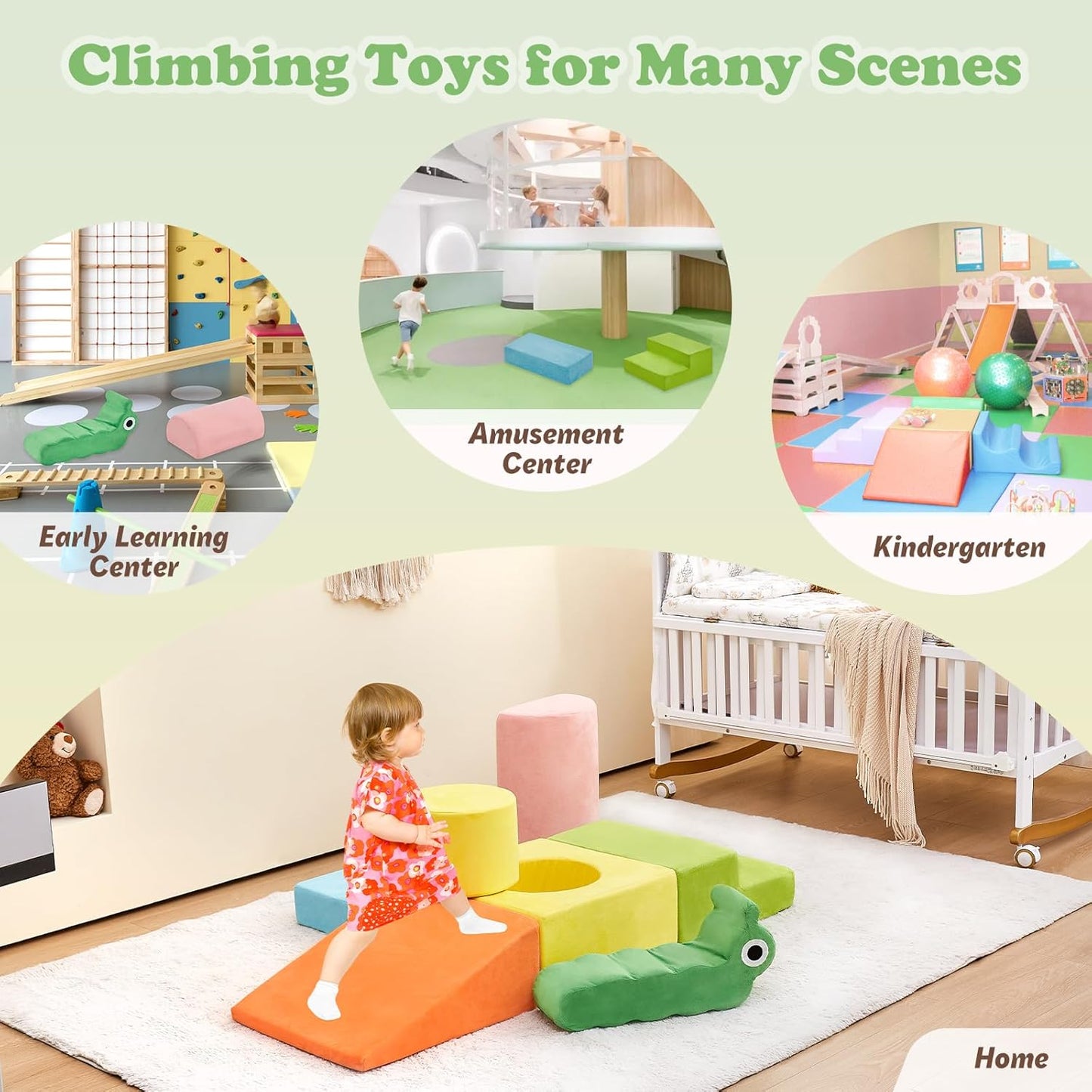 QUCHI Climbing Toys for Toddlers, Baby Climbing Blocks, 7-Piece Soft Foam Climbing Blocks Set, Baby Climbing Toys, Toddler Playtime Corner Climber Foam Play Gym for Climbing Crawling and Sliding