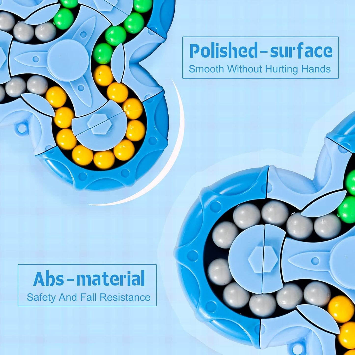 Magic Cube Bean Puzzle,Rotate and Puzzle,Stress and Anxiety Relief Fidget Toys,Brain Teasers Travel Games for Kids Teens Adults,Sensory Toys for Autistic ADHD,Pop Birthday Gift(Blue)