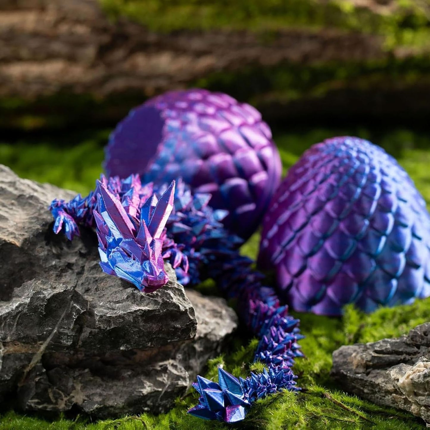 Surprise 3D Printed Dragon Egg Articulating Gemstone, 3D Printed Dragons, Relief Anxiety - Articulated Joints for Kids and Adults Home Office Decor Executive Desk Decor (Red)