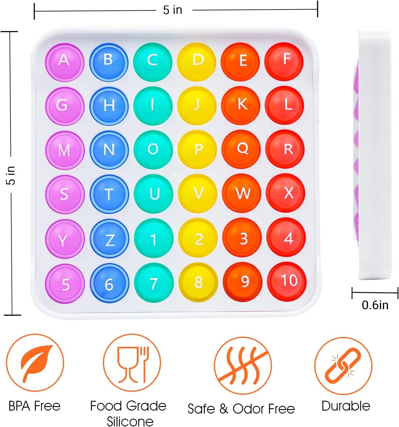 Pop it Fidget Sensory Learning Toy with ALPHABET and NUMBERS for TODDLERS and AUTISTIC Children, Ideal for Learning at Home, School, and Travel. Educational Stress Relief Toy That Makes Learning Fun