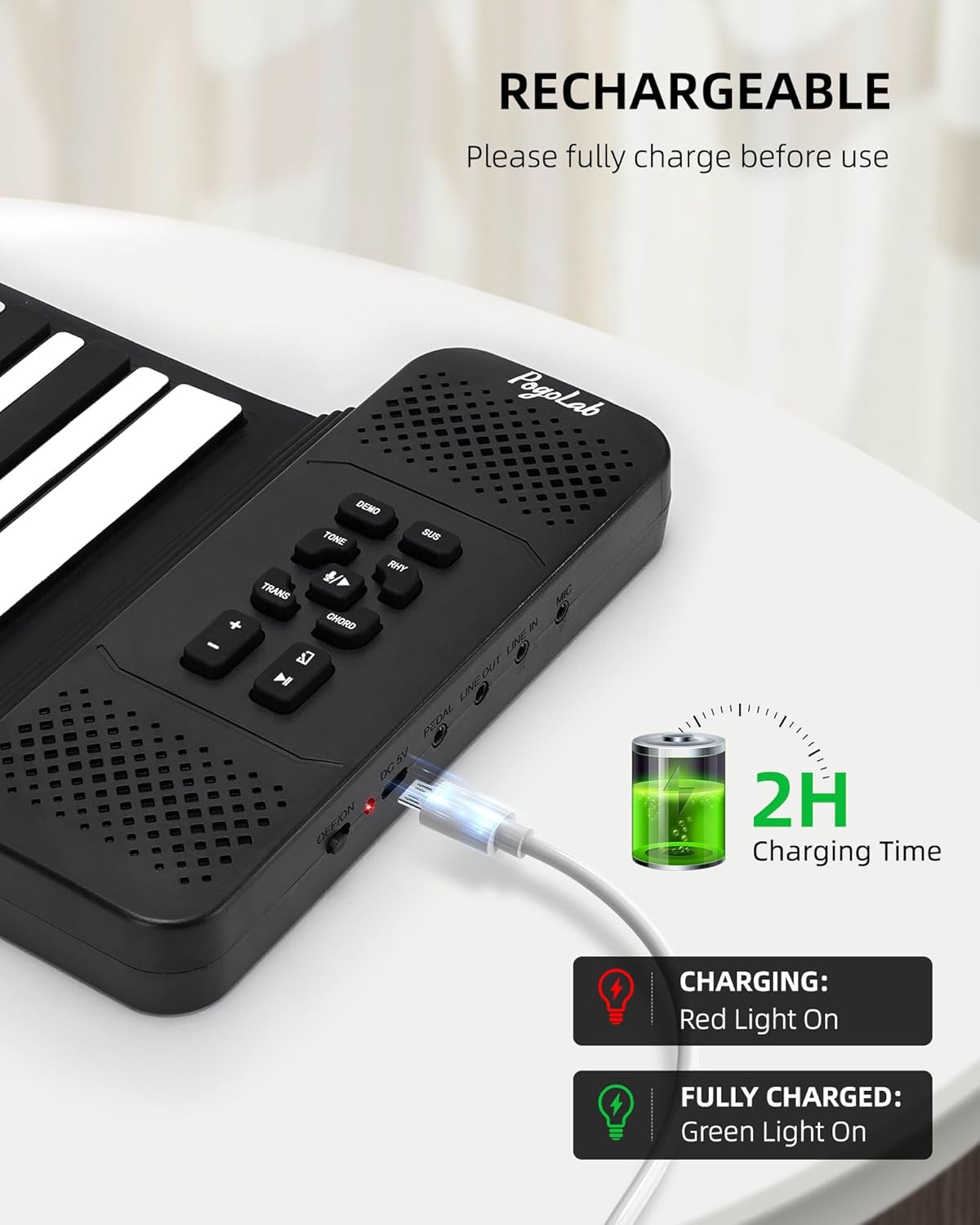 88 Keys Roll Up Keyboard Piano, Portable Electric Foldable Piano with Sustain Pedal, 14 Songs, 128 Tones, 128 Rhythms, Rechargeable & Dual BT Function, Music Gift for Beginners